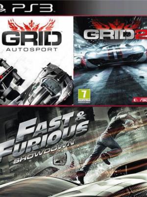 3 juegos en 1 FAST FURIOUS SHOWDOWN MAS GRID AUTOSPORT MAS GRID 2 Ps3